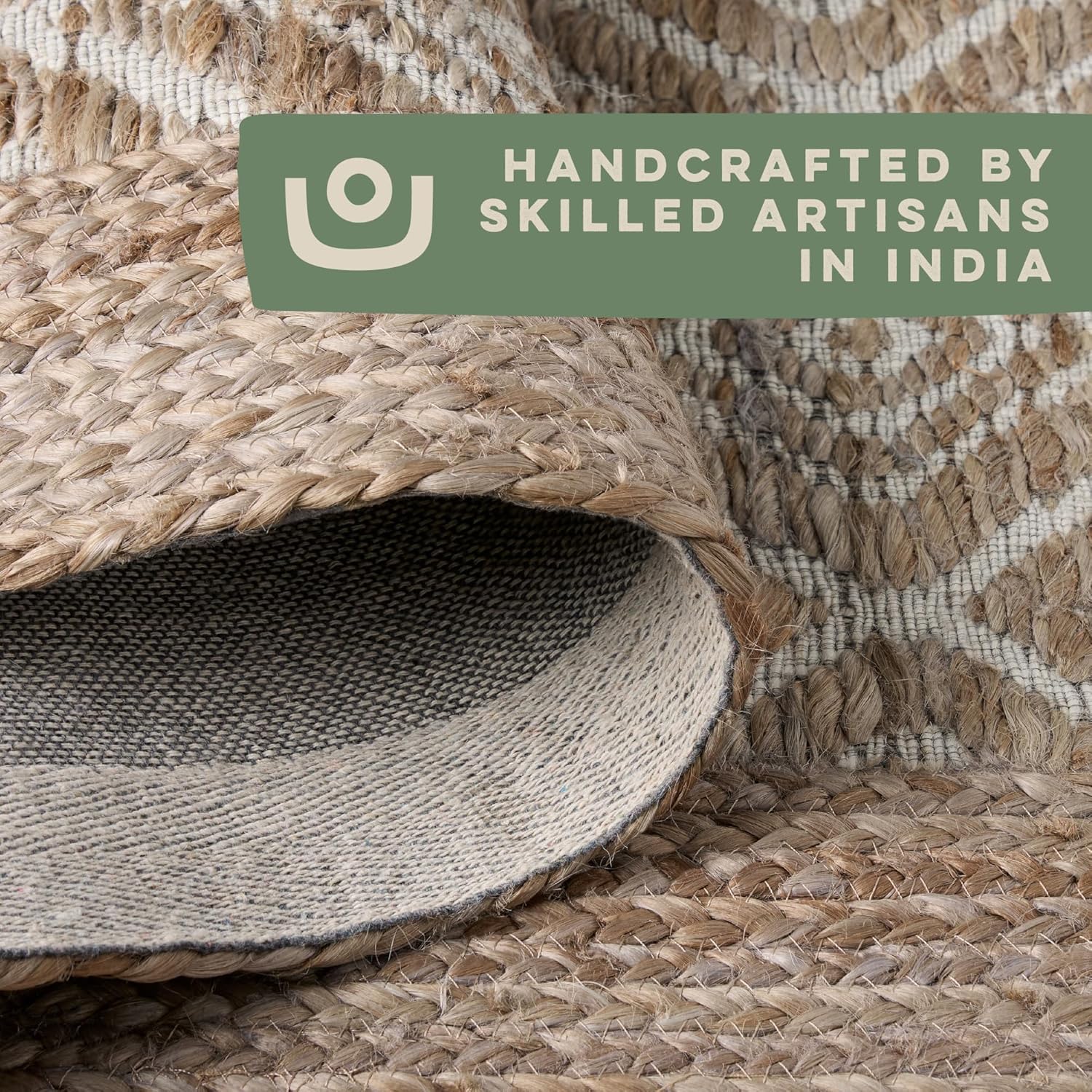 TOWN & COUNTRY TERRA Nalani Textured Diamond Hand-Knotted Flatwoven 100% Natural Jute Area Rug, Brown, 6'x9'