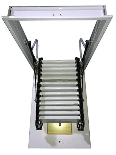 TECHTONGDA Attic Ceiling Pull Down Ladder Extension Folding Stairs Retractable Attic Folding Ladder with 28 x 35 Inch Opening Size and 9.8 feet Height for Ceiling