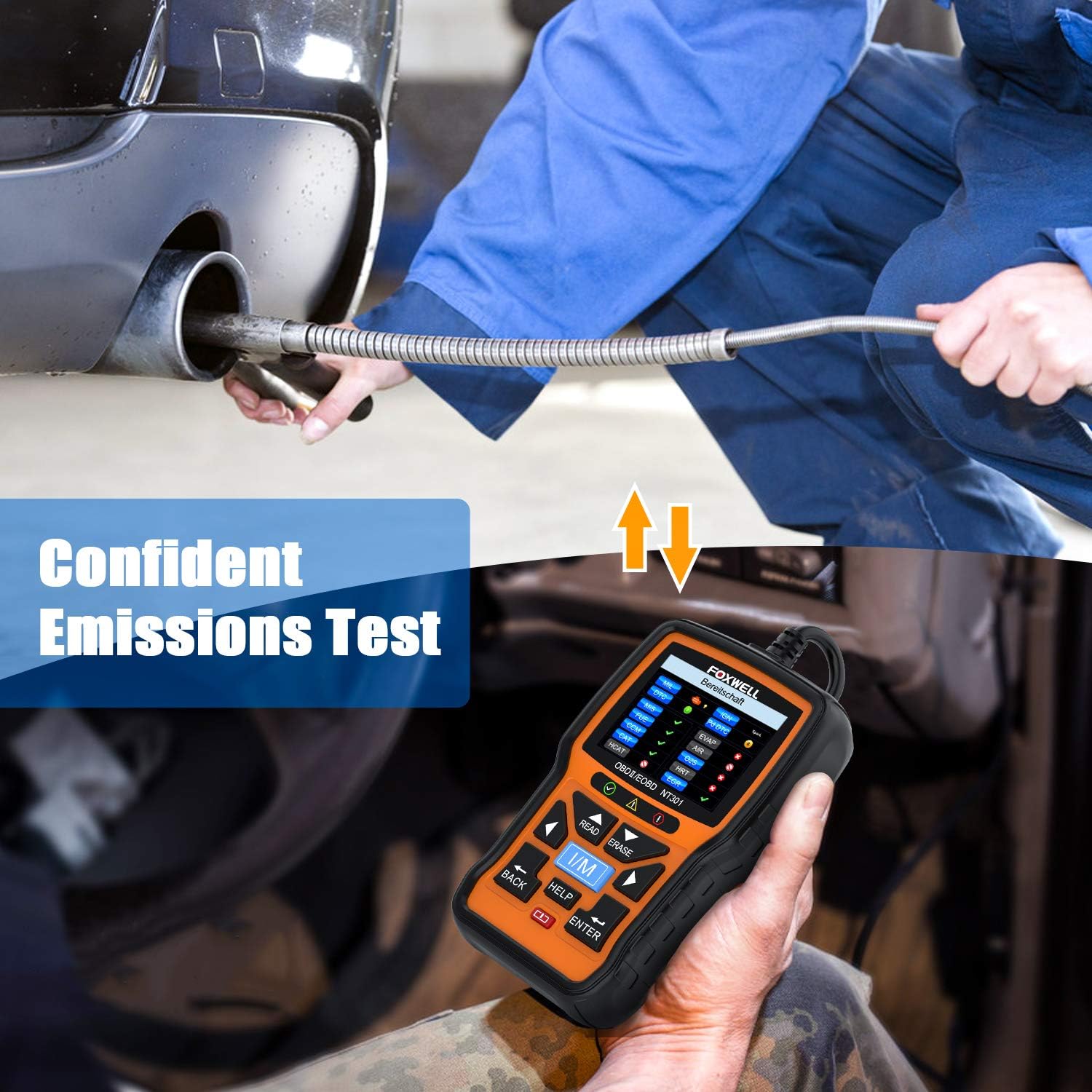 FOXWELL NT301 OBD2 Scanner Professional Mechanic OBDII Diagnostic Code Reader Tool for Check Engine Light Pack of 2
