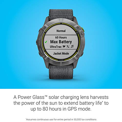 Garmin Enduro, Ultraperformance Multisport GPS Watch with Solar Charging Capabilities, Battery Life Up to 80 Hours in GPS Mode, Carbon Gray DLC Titanium with Black UltraFit Nylon Band (Renewed)