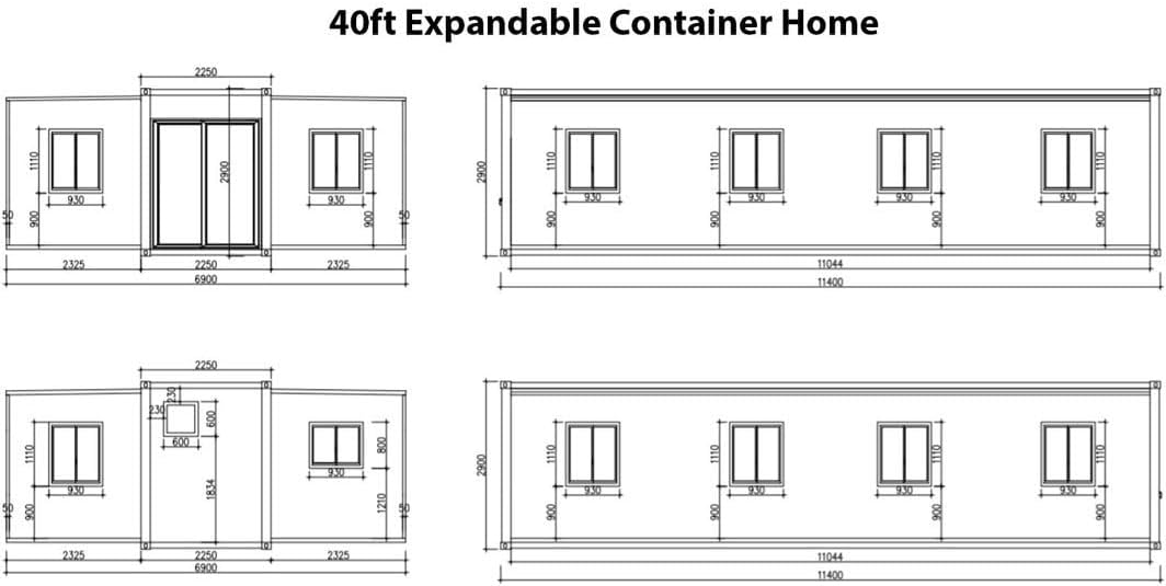 40FT Tiny House to Live in,SAA Portable Prefab House with 3 Bedroom 1 Full Equipped Bathroom and Kitchen,Foldable Mobile Home with Steel Frame,Prefabricated Expandable Container House for Adult Living