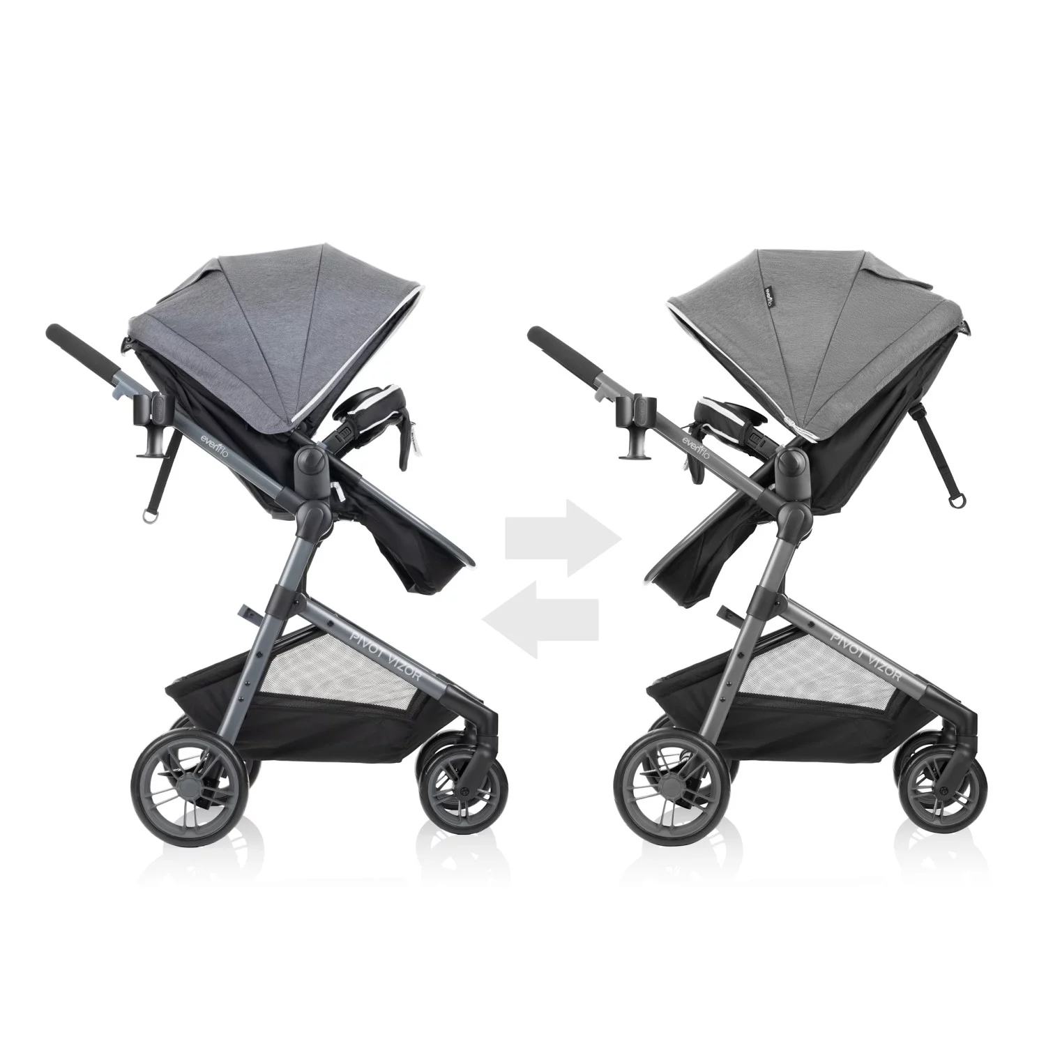 Evenflo Pivot Vizor Travel System with LiteMax Infant Car Seat (Chasse Black), Unisex