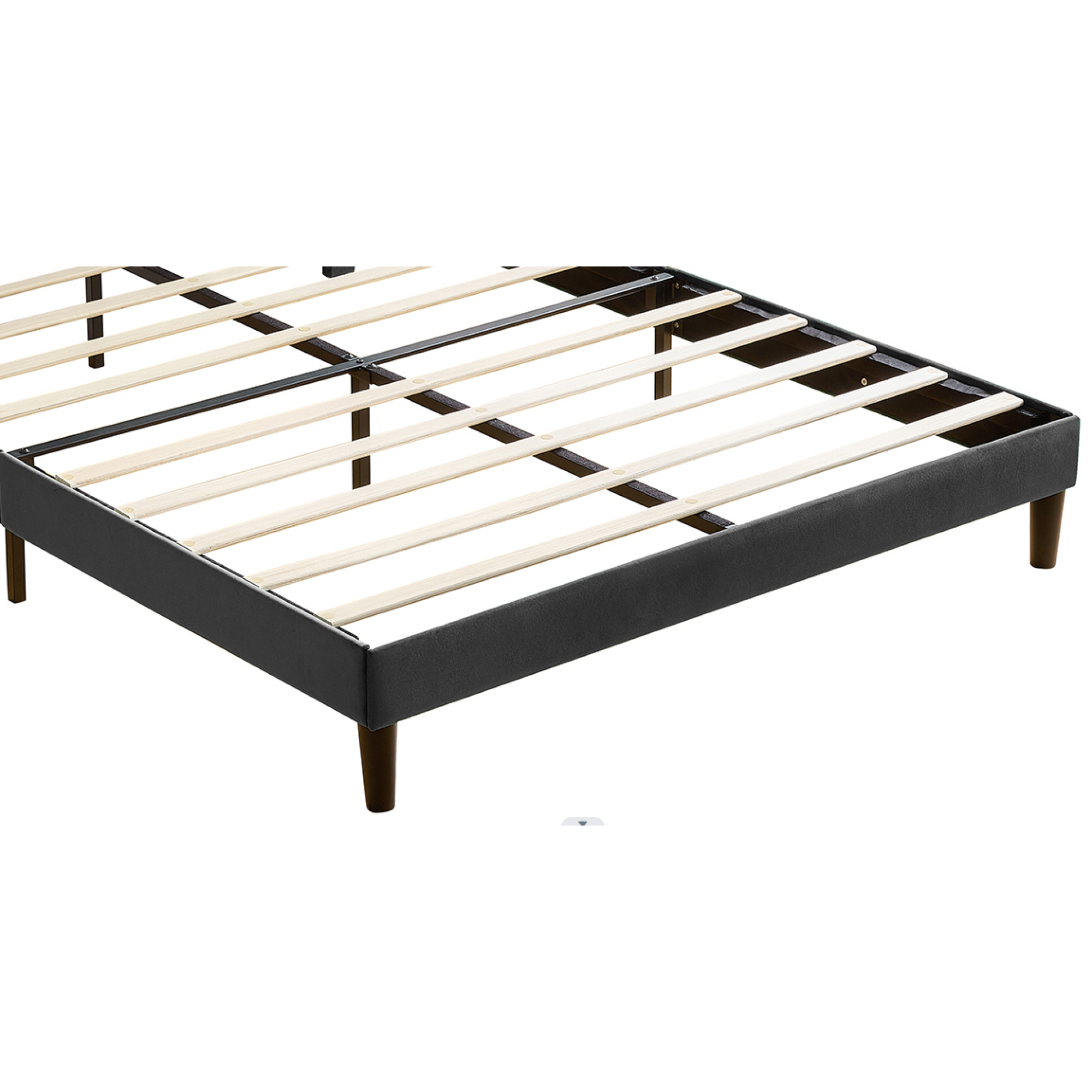 Queen Size Black Platform Bed with Upholstered Headboard, Heavy Duty Mattress Foundation, Easy Assembly