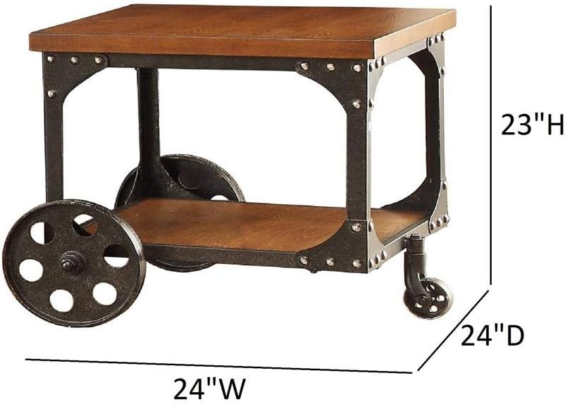 Coaster Home Furnishings End Table with Casters Rustic Brown