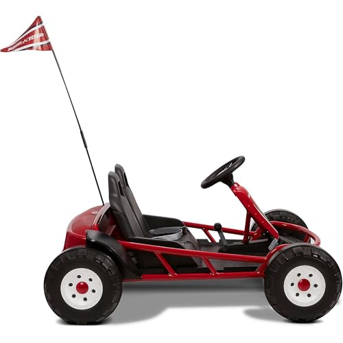 Radio Flyer 36V Battery-Powered Kids Electric Go-Kart with Adjustable Seat, Rubber Wheels, Grey