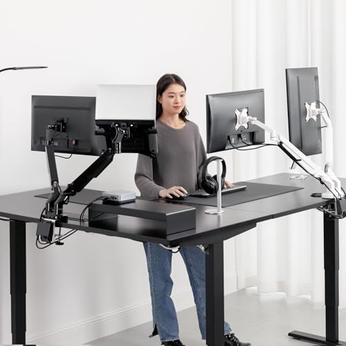 Progressive Desk L Shaped Height Adjustable Standing Desk 72" x 60" - Corner Computer Desk - Electric Stand Up Rising Workstation - Gray Frame, Ebony Oak Top