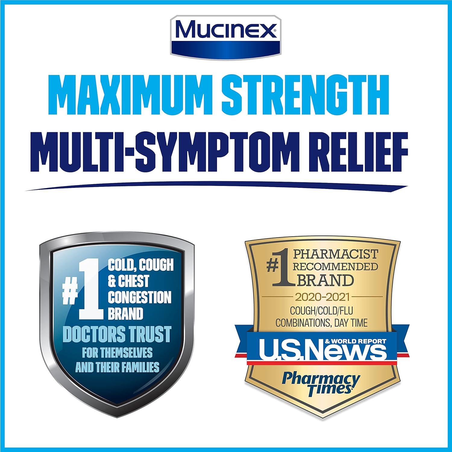 Maximum Strength Mucinex Sinus-Max Pressure, Pain & Cough & Nightshift Sinus Caplets, Fast Release, Powerful Multi-Symptom Relief, 20 caplets (12 Day time + 8 Night time) Pack of 2