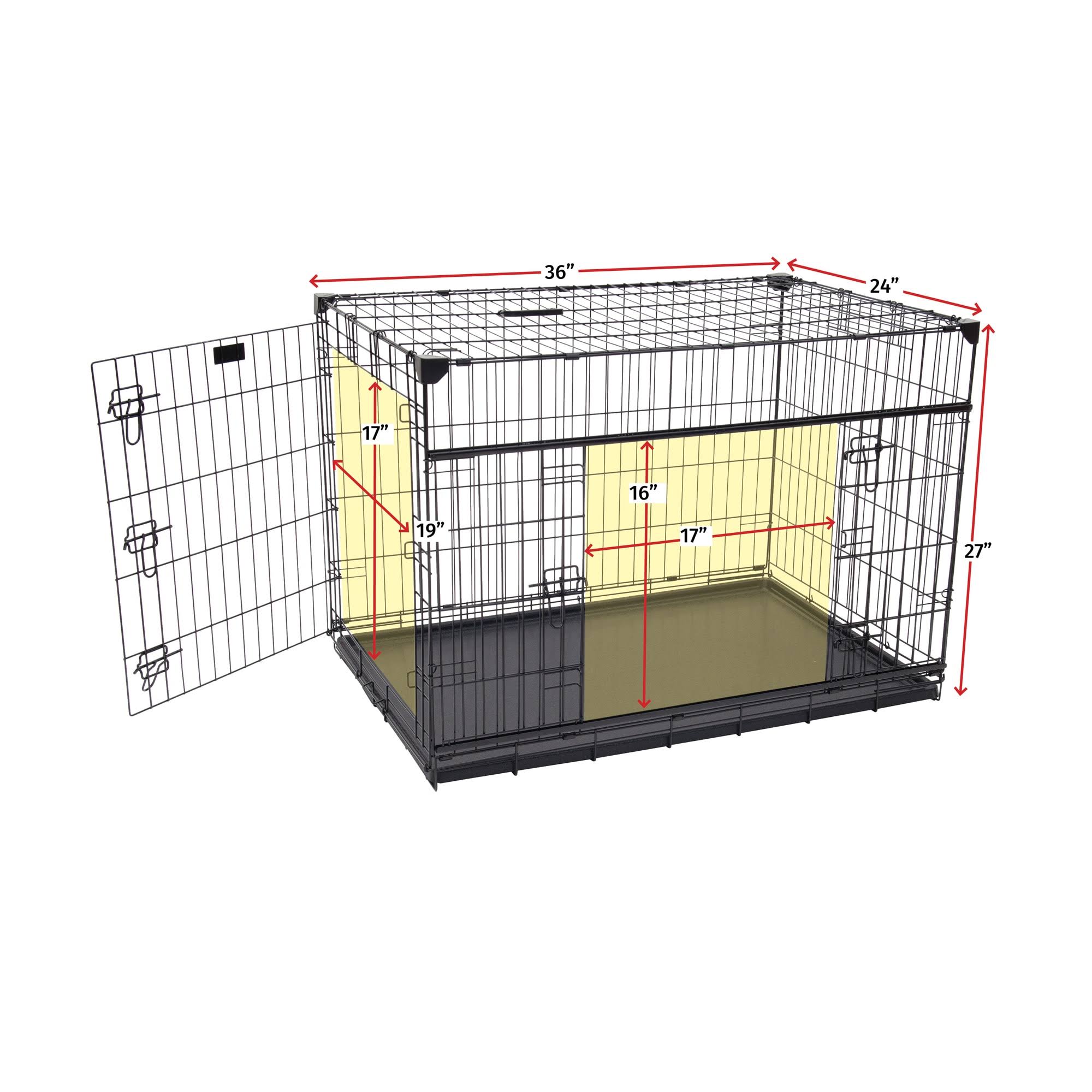Lucky Dog Sliding Double Door Wire Dog Crate, 36 inch