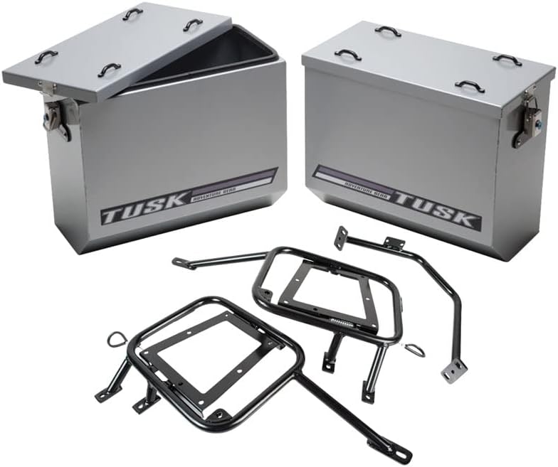 TUSK Aluminum Panniers with Pannier Racks Large Silver for Kawasaki KLR650 2008-2018