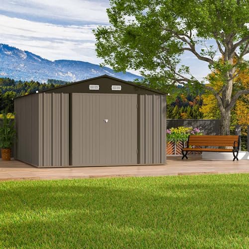 Patiowell 3 x 3 FT Outdoor Storage Shed,Small Garden Tool Storage Shed with Sloping Roof and Single Lockable Door, Outdoor Shed for Backyard Garden Patio Lawn, Grey