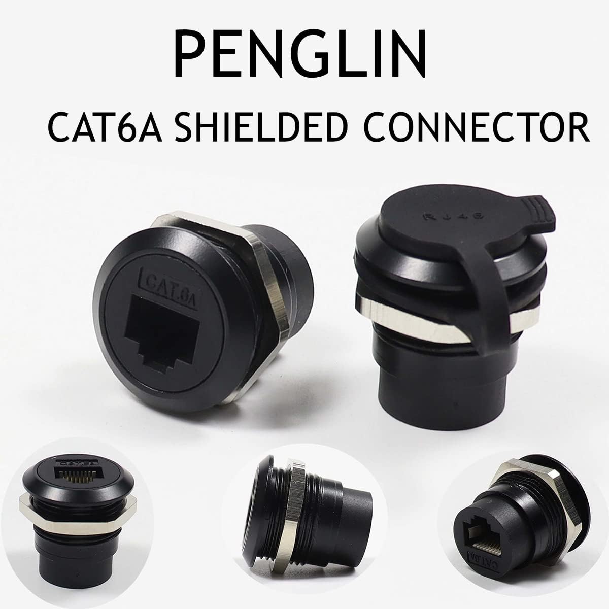 PENGLIN 2Pack RJ45 Shielded Panel Mount Coupler, Ethernet LAN Pass Through Connector, CAT6A Female to Female Bulkhead Extension Interface Adapter
