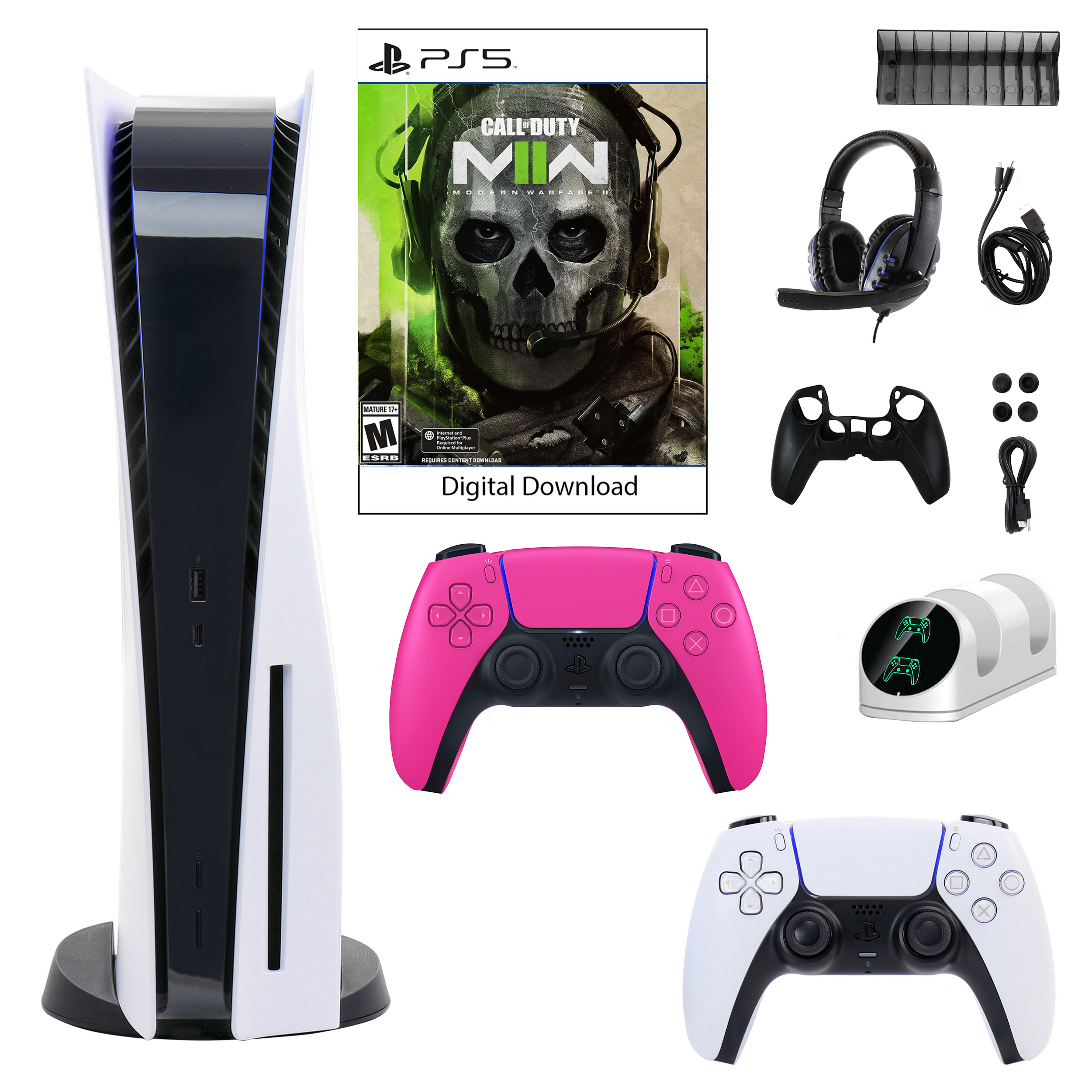 Sony PlayStation 5 Core Console with Call of Duty: Modern Warfare II with Accessories and DualSense Controller in Pink