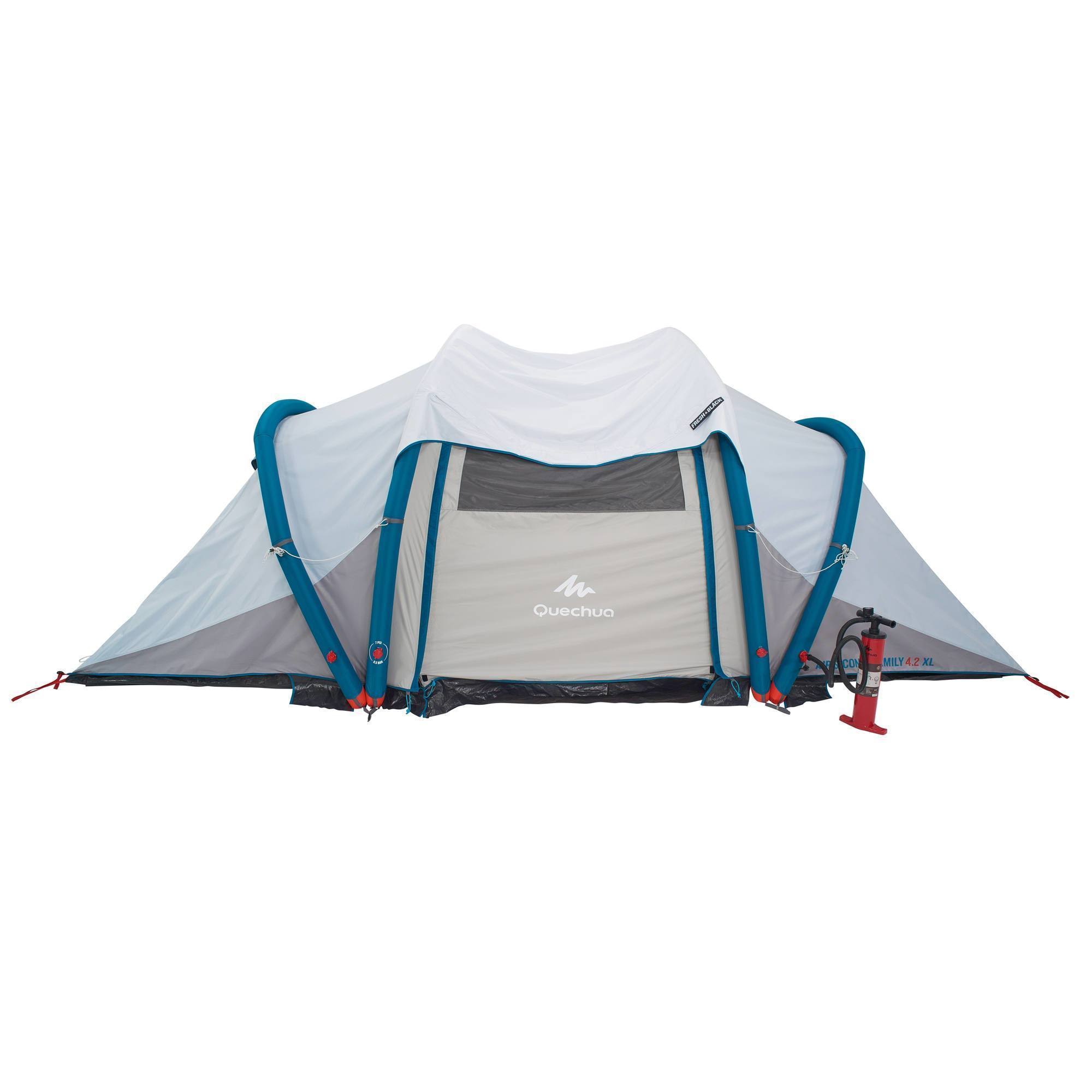Quechua Air Seconds Fresh u0026 4.2 Inflatable Camping Tent, 4 Person in Black