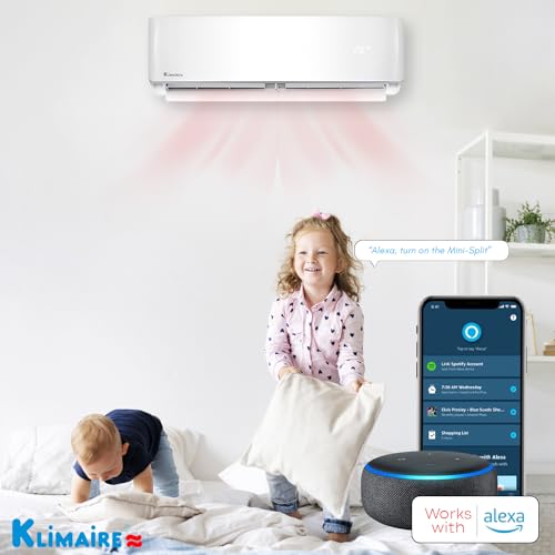 Klimaire Ductless Mini-Split Inverter Air Conditioner Heat Pump System with 15-ft Installation Kit Wall Bracket