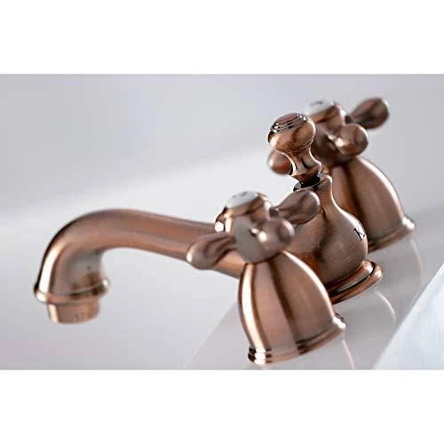 Kingston Brass KS395AXAC Restoration Mini-Widespread Bathroom Faucet Antique Copper