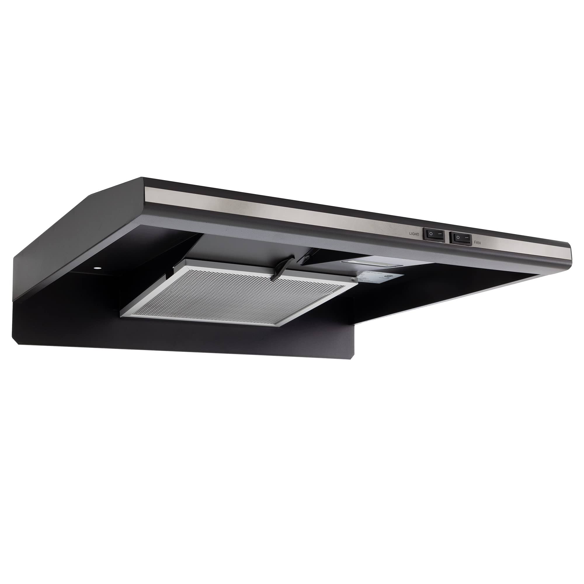 RecPro RV Stove Range Hood Vent | 22x22 Stainless | Low Profile | 12V | Charcoal Filter | 2 Speeds