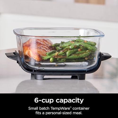 Ninja Crispi Air Fryer, Microwave, Freezer & Dishwasher Safe, Non Toxic Glass Portable Cooking System, 4 QT & 6 Cup Glass Containers with Storage Lids, Easy Meals, Air Fry, Bake, Green, FN101SG