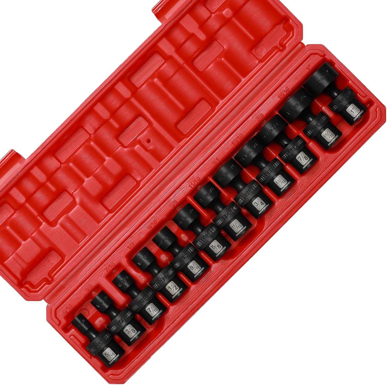 MIXPOWER 10-piece 3/8" Drive Shallow Universal Impact Socket Set, Metric,10-19mm, Swivel Socket with Flexible Wobble, CR-MO