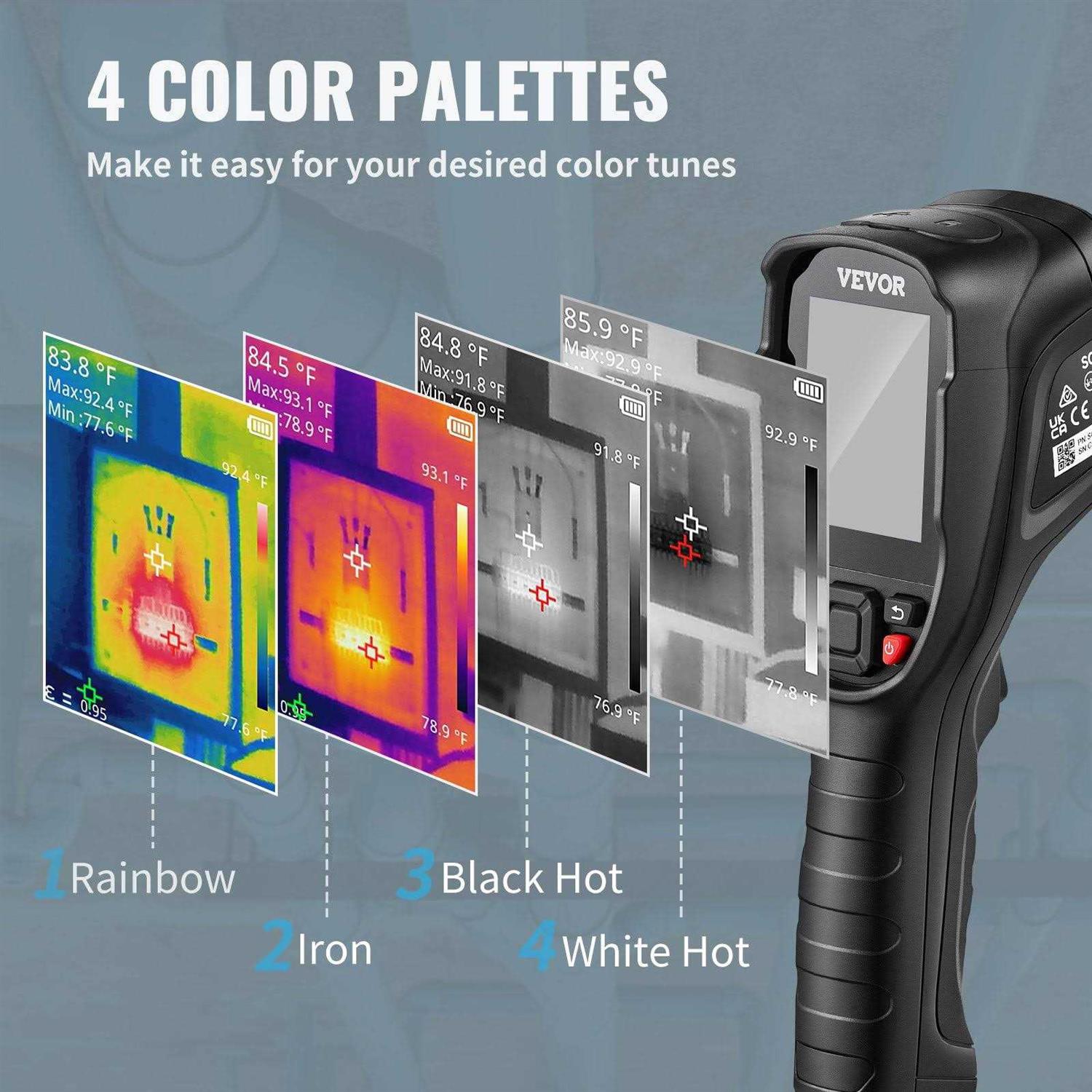 VEVOR Thermal Imaging Camera 240×180 IR Resolution 43200 Pixel Infrared Camera with 16G SD Card LED Light Minus 4°F to 662°F