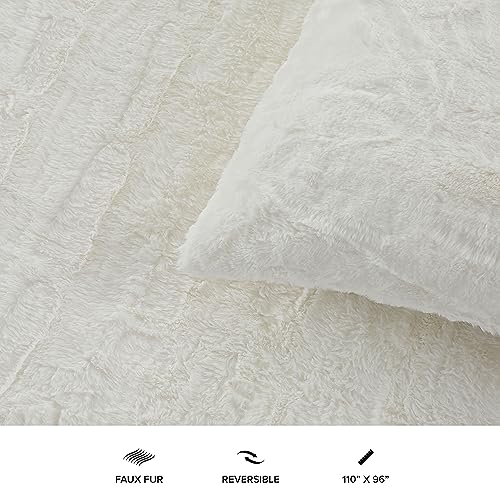 UGG 13711 Alondra Full-Queen 3-Piece Comforter Set Soft Cozy Bedding Faux Fur Comforter and Two Pillow Shams Luxury Blanket Set for Bedroom Accents, Full/Queen, Snow