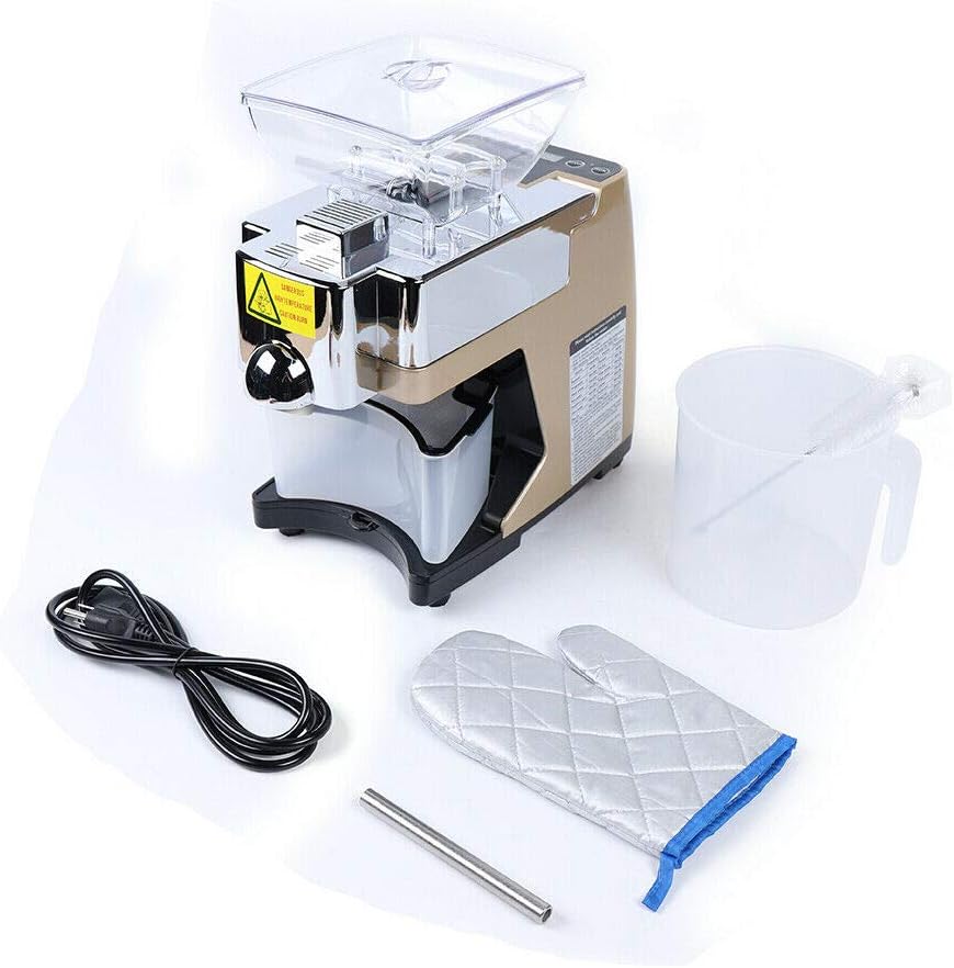 Oil Press Machine for home, 110V 450W Hot & Cold Oil Press, Fully Automatic Oil Extractor, Stainless Steel Nut Oil Press Machine, w/Voice Prompt for Commercial Home