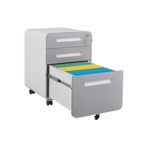 3 Drawer Mobile File Cabinet Under Desk Office,Simple Style Versatile Storage Cabinet for Legal/Letter/A4 Files, 5 Wheel Design Anti-Tilting Cold Rolled Steel Moisture-Proof Black Cabinets, Racks & Sh