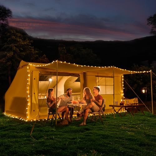 YOLENY Inflatable Tents for Camping, 4/6/8/10/12 Person Tent with TPU Skylight, Mesh Windows, Stove Jack & Pump, Easy Setup 4 Season Glamping Tent, Waterproof & Windproof