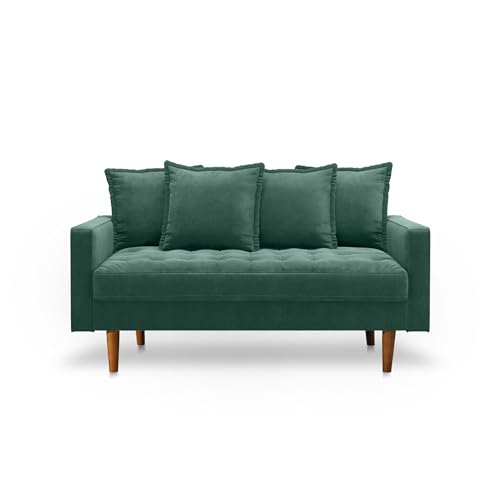 Mid-Century Modern Small Spaces Comfy Velvet Living Room,Office,and Apartment,Loveseat Couch Sofas, 58 Inch, Aqua Turquoise
