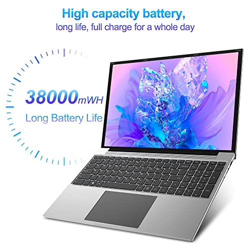 Laptop 16 Inch, 16GB DDR4 512GB SSD, Quad Core N CPU(Up to 2.9GHz), FHD IPS 1920x1200 Display, Notebook Computer with 2.4G+5G WiFi, BT4.0, 38WH Battry, Cooling System, Numeric Keypad, 4 Speakers.