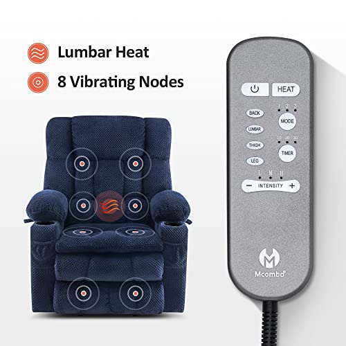 MCombo Dual Motor Power Lift Recliner Chair with Massage and Heat for Elderly People, Infinite Position, USB Ports, Cup Holders, Fabric 7890 (Medium-Regular, Burgundy)