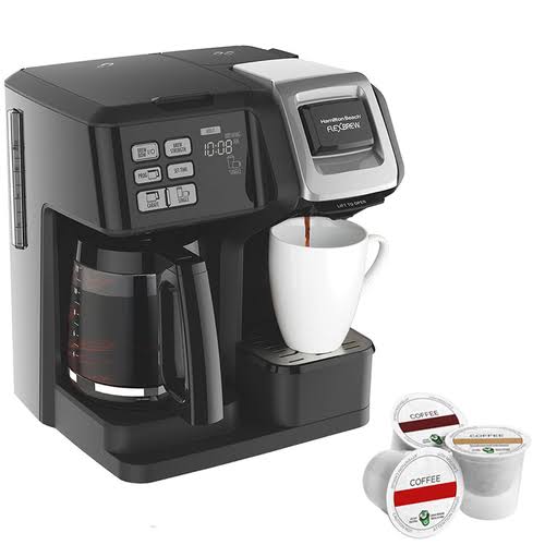 Hamilton Beach FlexBrew 2-Way Brewer Programmable Coffee Maker with Assorted K Cup Sampler - Black