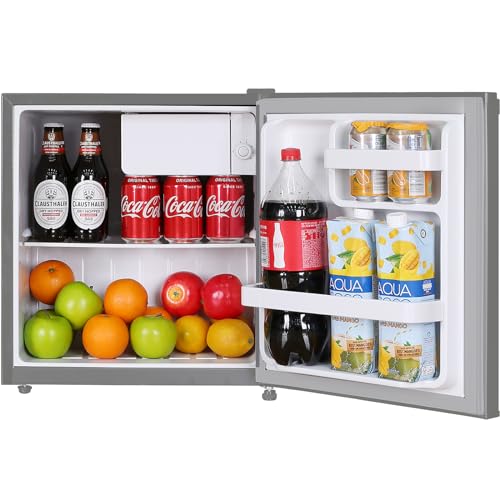 Frestec 1.7 Cu.Ft Mini Fridge for Bedroom, Mini Refrigerator with freezer, Dorm Fridge with Freezer, Reversible Door Perfect for Room and Office, Adjustable Temperature