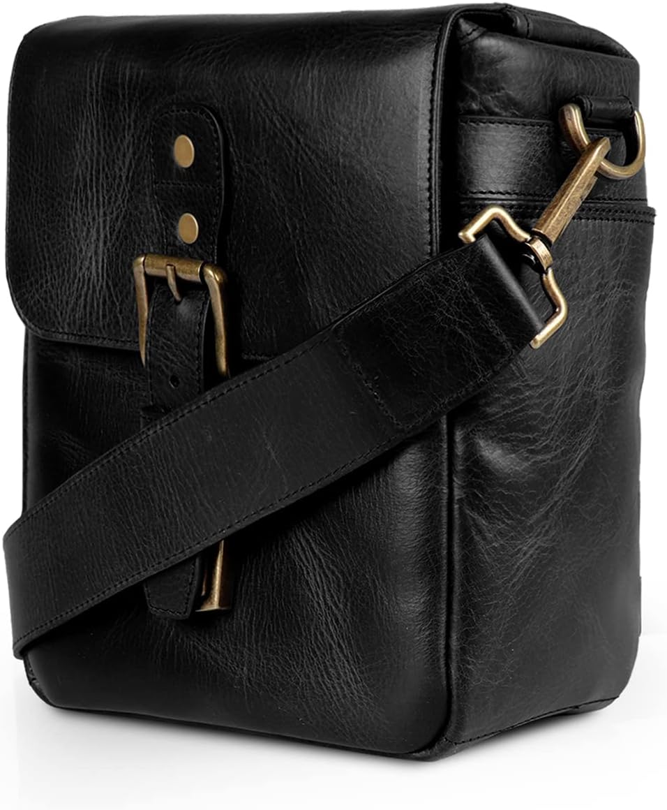 MegaGear Torres Mini Genuine Leather Camera Messenger Bag for Mirrorless, Instant and DSLR Cameras