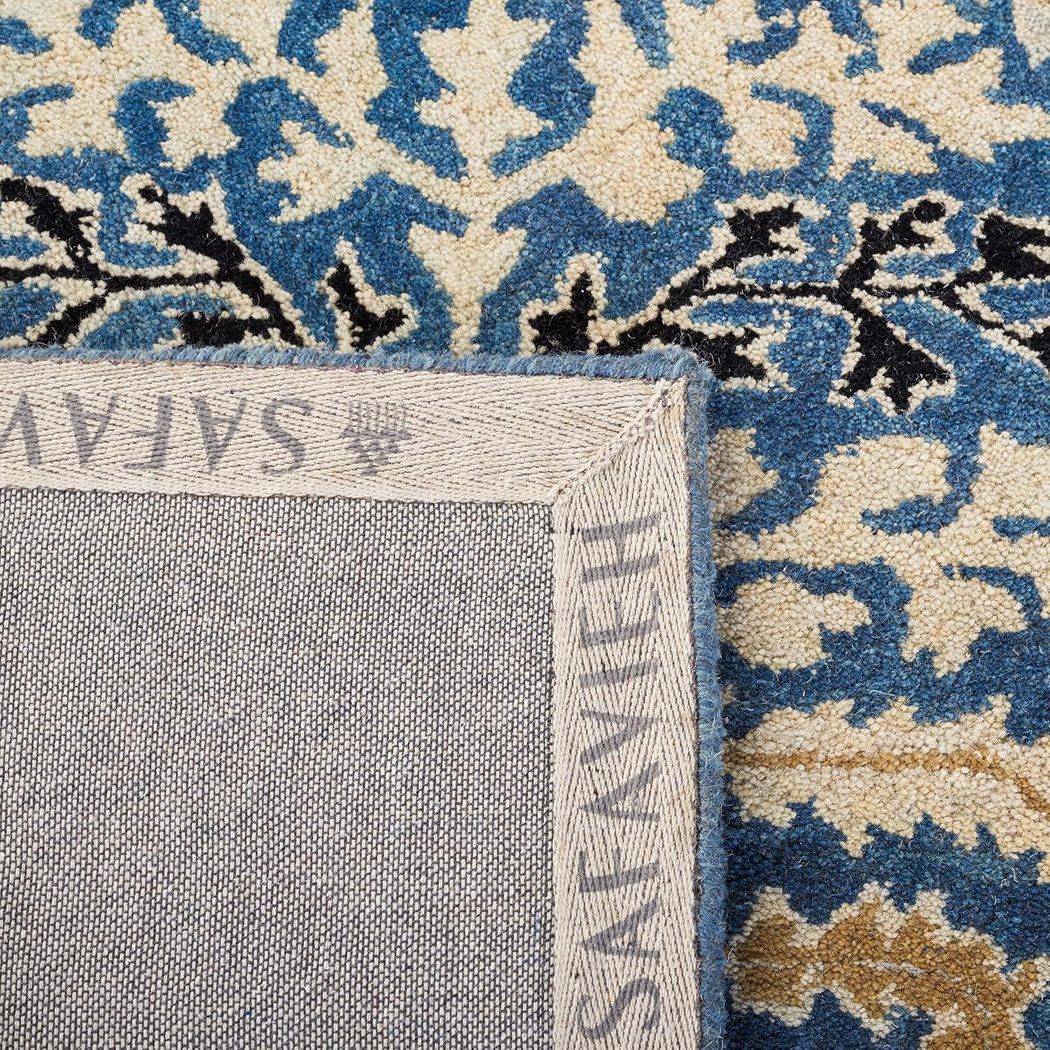 SAFAVIEH Antiquity Collection X-Large Area Rug - 11' x 15', Dark Blue & Multi, Handmade Traditional Oriental Wool, Ideal for High Traffic Areas in Living Room, Bedroom (AT64B)