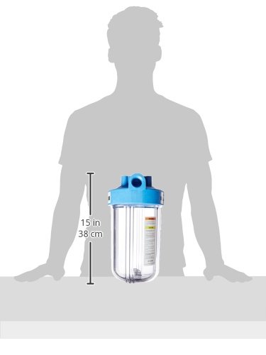 Pentair Pentek Big Blue Filter Housing, #10 Whole House Heavy Duty Water Filter Housing with High-Flow Polypropylene (HFPP) Cap and Pressure Relief Button, 10-Inch