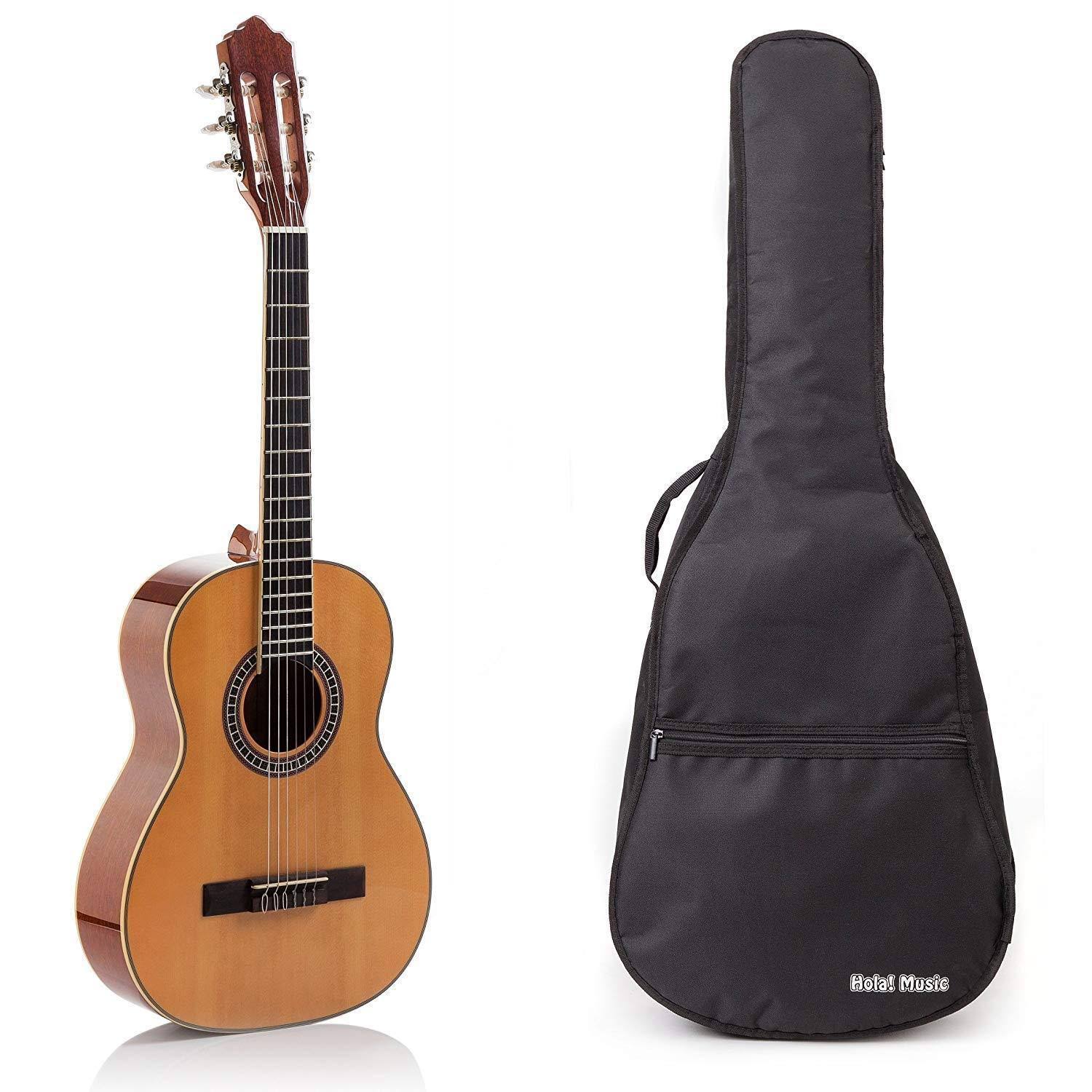 Classical Guitar with Soft Nylon Strings by Hola! Music Junior 3/4 Size 36 inch Model Hg-36gls Natural Gloss Finish - Free Padded Gig Bag Included