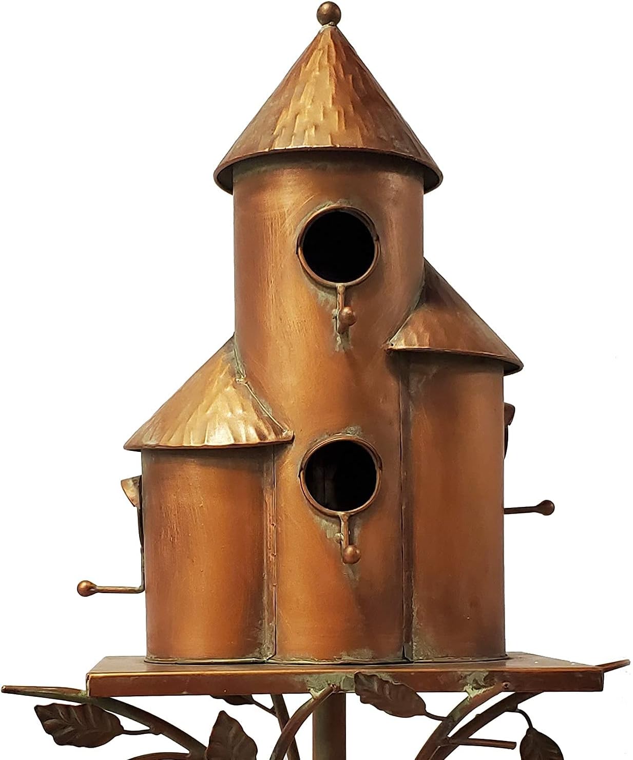 Zaer Ltd. Large Copper Colored Multi-Birdhouse Stakes, Room for 4 Bird Families in Each (Castle Home)