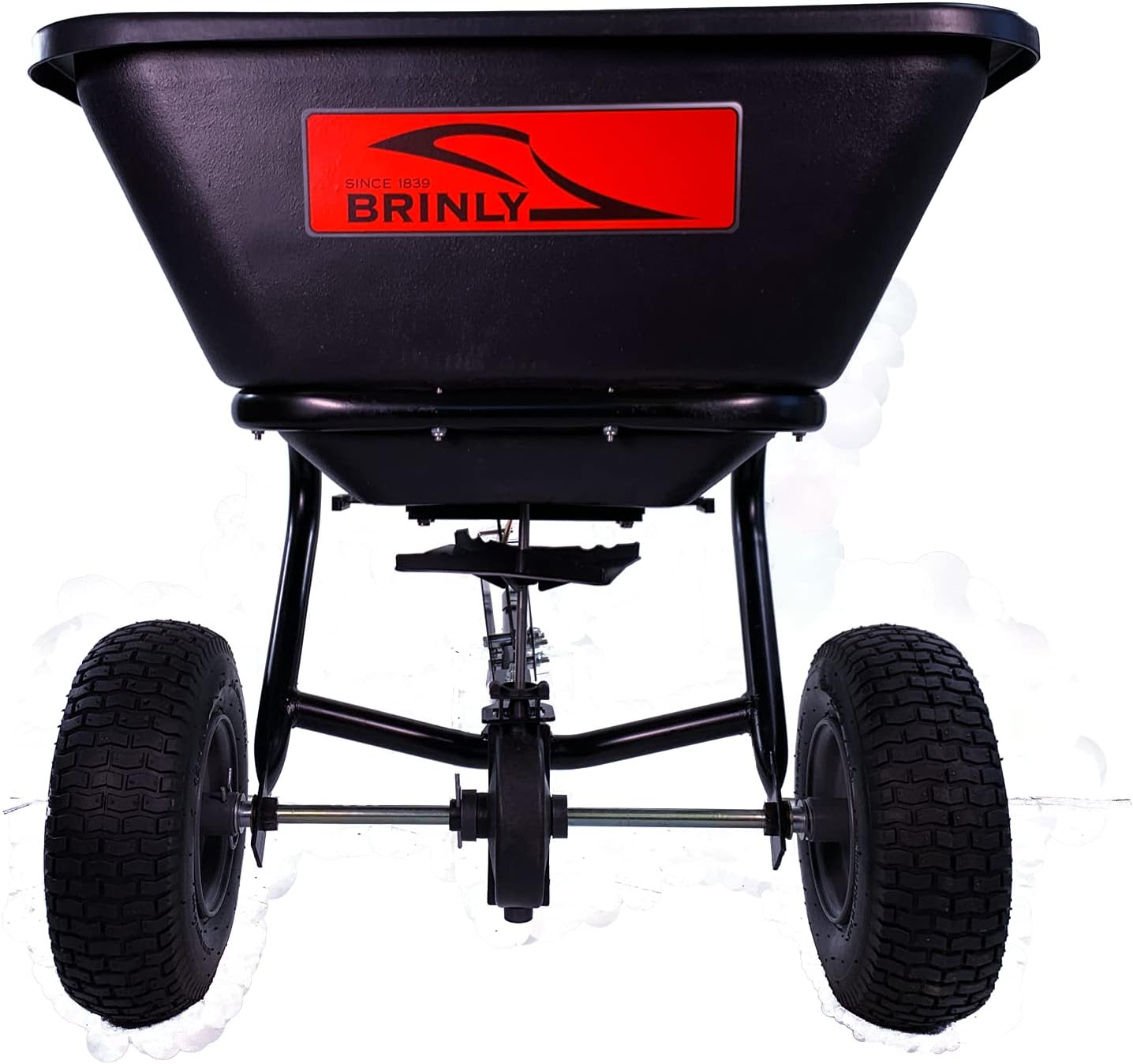 Brinly BS26BH-A Tow Behind Broadcast Spreader with Weatherproof Cover and Universal Hitch, 125 lb.