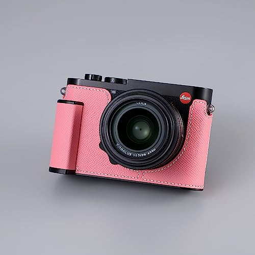 Camera Half Case for Leica Q3,SIUTATDSH Vintage Metal Genuine Leather Camera Protective Cases Stylish Portable Shockproof (BlackC)
