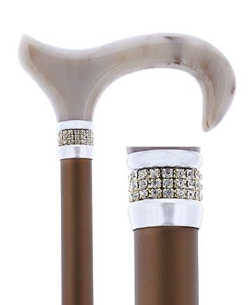 Royal Canes -Champagne Pearlz with Rhinestone Collar and Designer Adjustable Cane