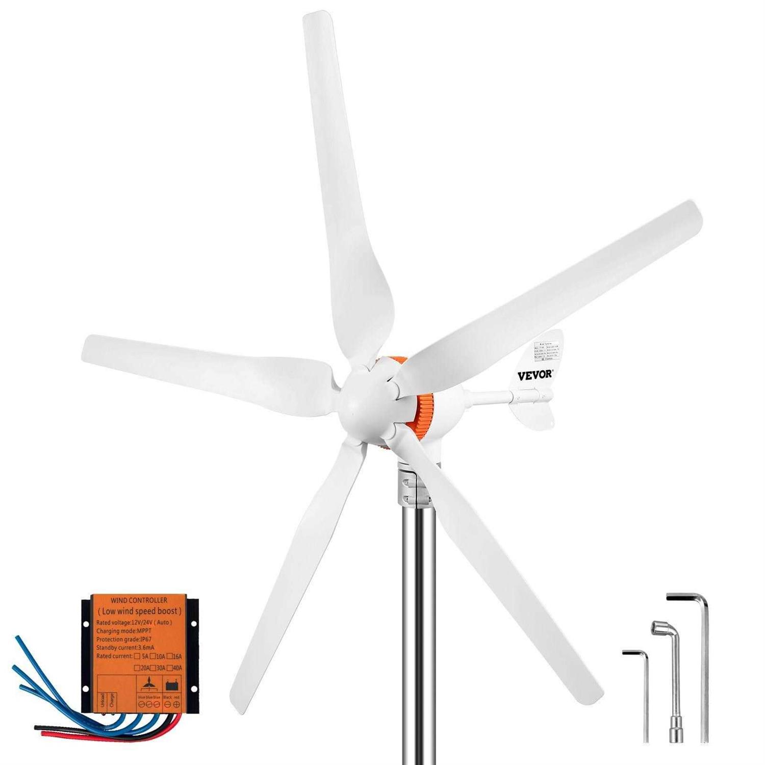 VEVOR Wind Turbine Generator 12V/AC Wind Turbine Kit 500W Wind Power Generator with MPPT Controller 5 Blades Auto Adjust Wind - Shop Hardware Tools Online Store