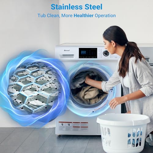 Smad Washer and Dryer Ideal for Home, Apartment, Laundry, Hotel, White