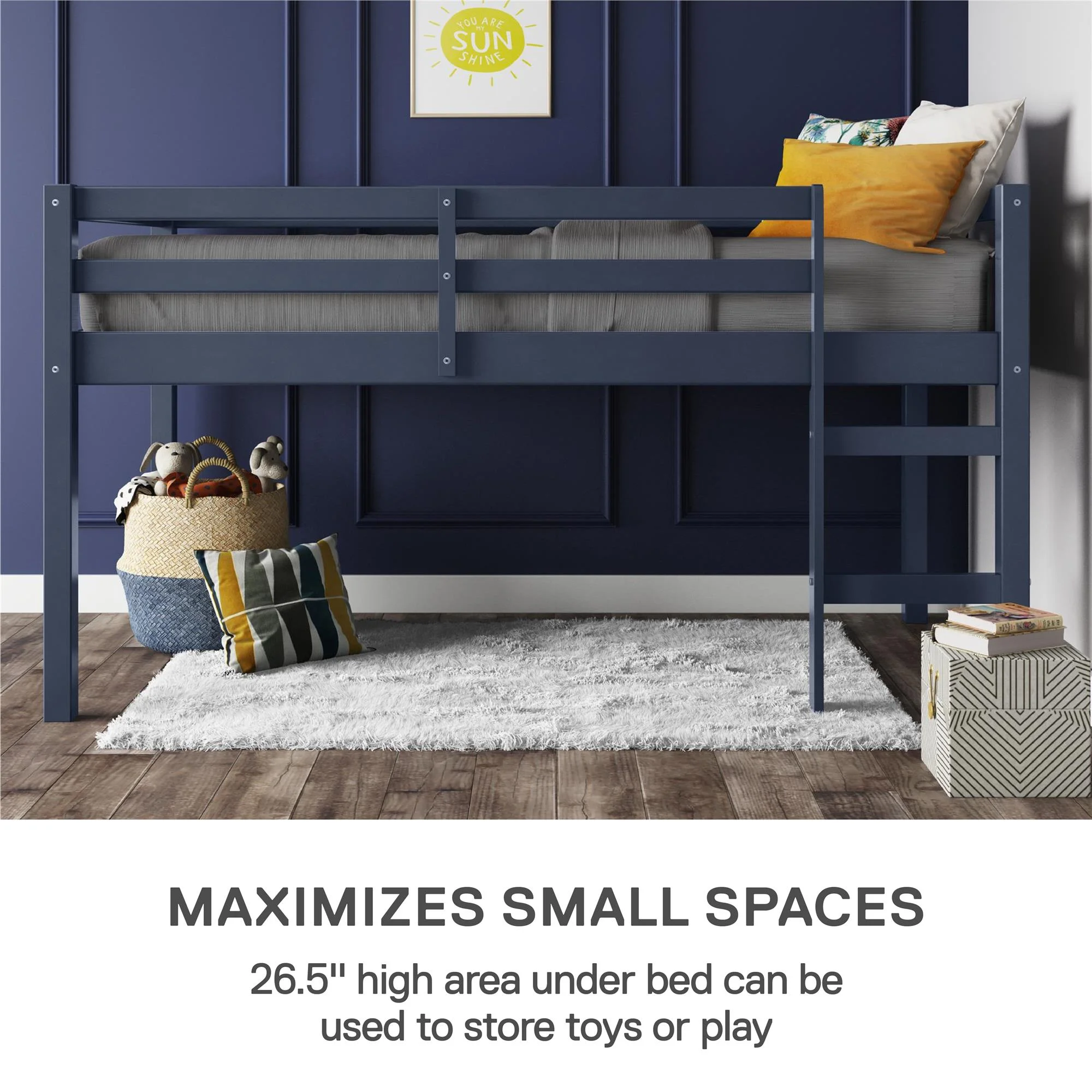 DHP Benson Junior Twin Loft Bed, Blue