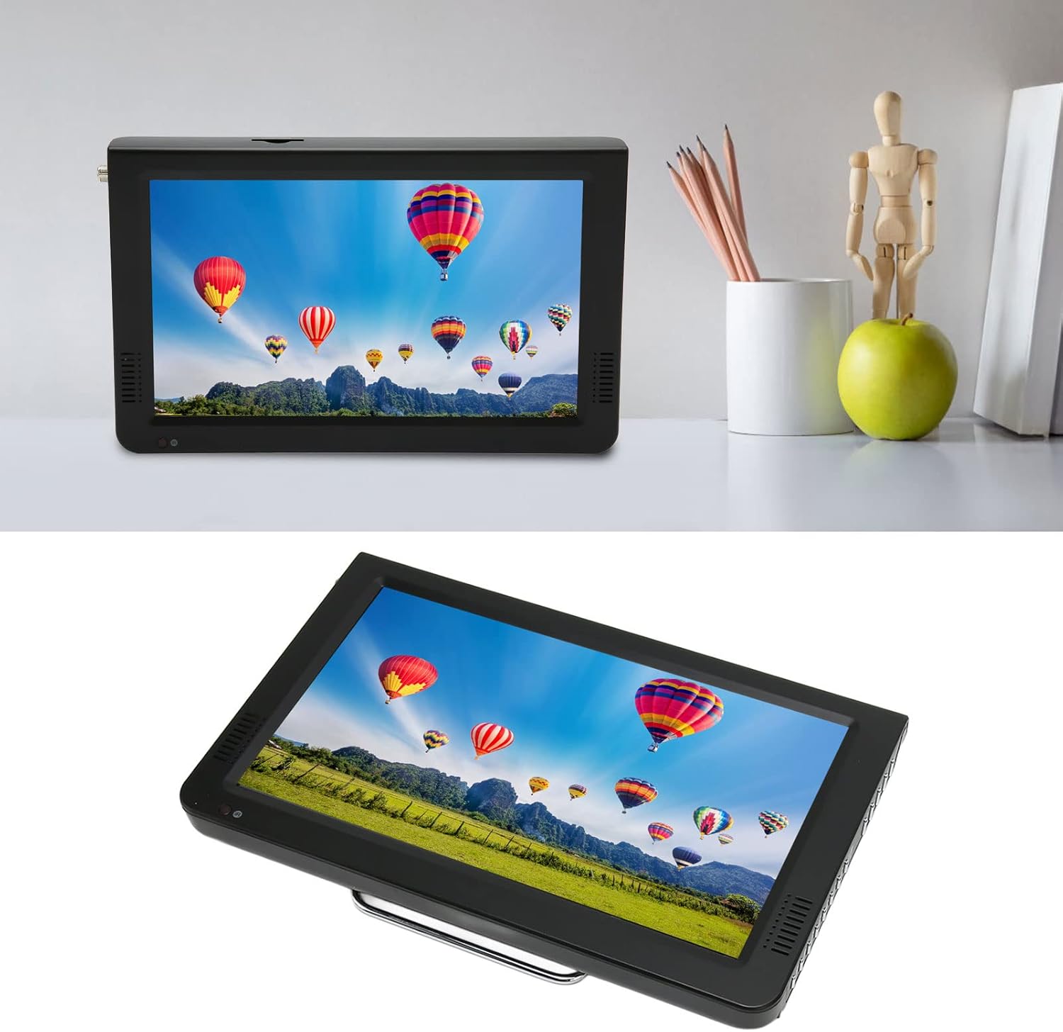 10 inch Portable TV with Antenna, 1080P ATSC TFT LED TV Built in Digital Tuner, VGA, USB, Input & Remote Control, Rechargeable Battery Operated Mini TV for Kids Car Travel