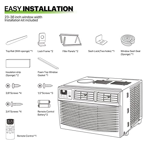 Magshion Window Air Conditioner 5000 BTU, Cool up to 150 Sq. Ft. with Mechanical Rotary Controls and Easy-to-Clean Reusable Filter, 5K BTU Window AC Unit With Easy Install Kit