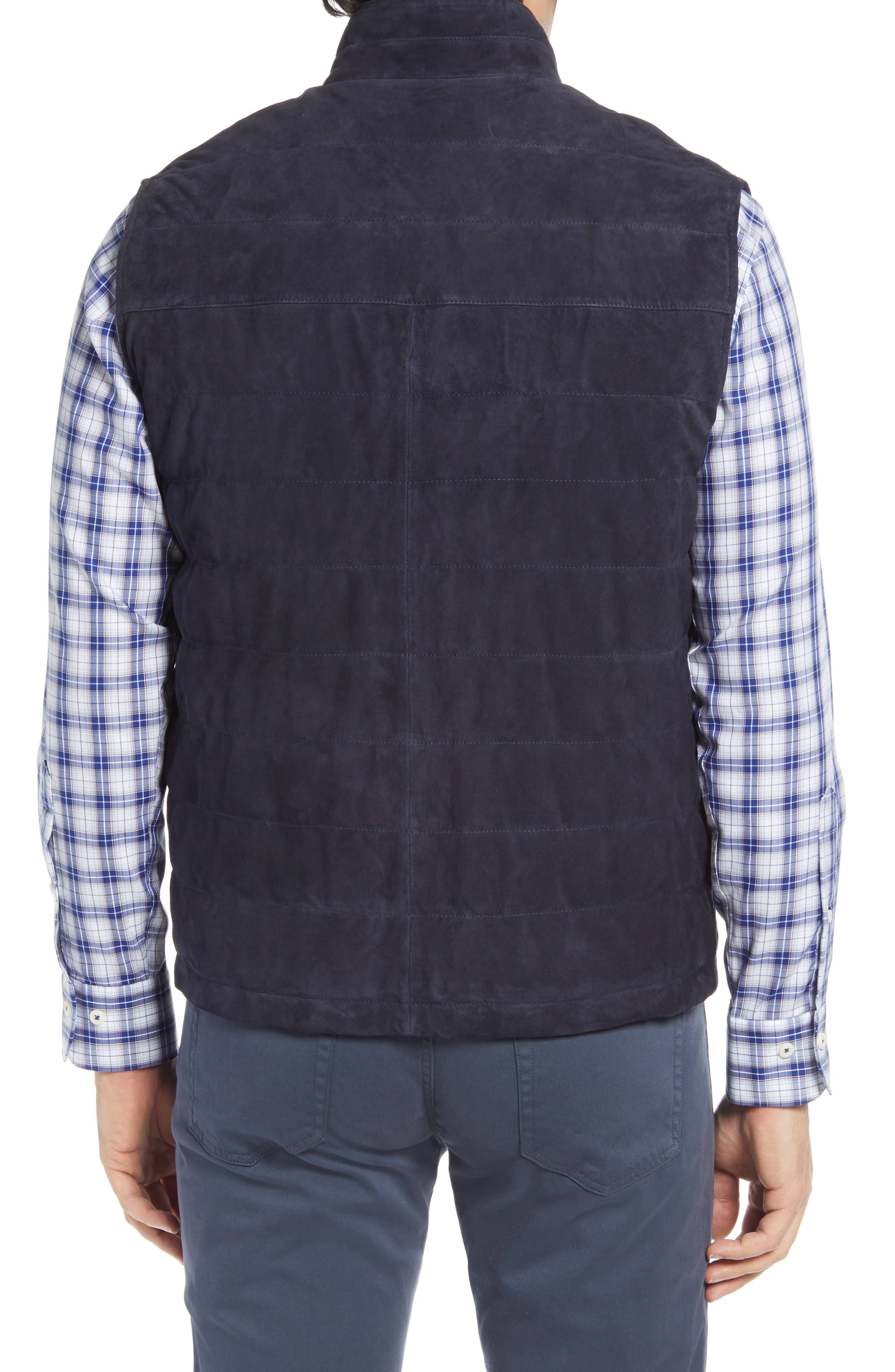 Men&s Peter Millar Crown Suede Vest, Size Medium - Blue