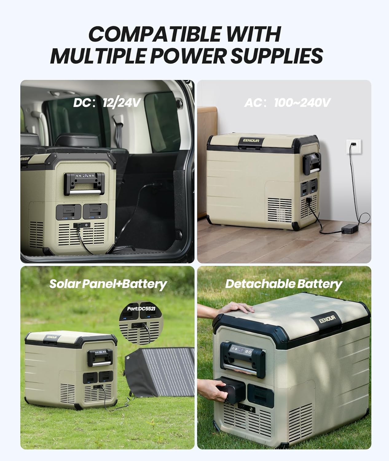 EENOUR 12V Refrigerator Portable Freezer 48 Quart/45L Battery Powered Car Fridge Energy Saving Compressor Cooler -4~50℉ 12/24V DC 110~240V AC Fast Cooling Perfect for RV Truck Van Camping Sailboat