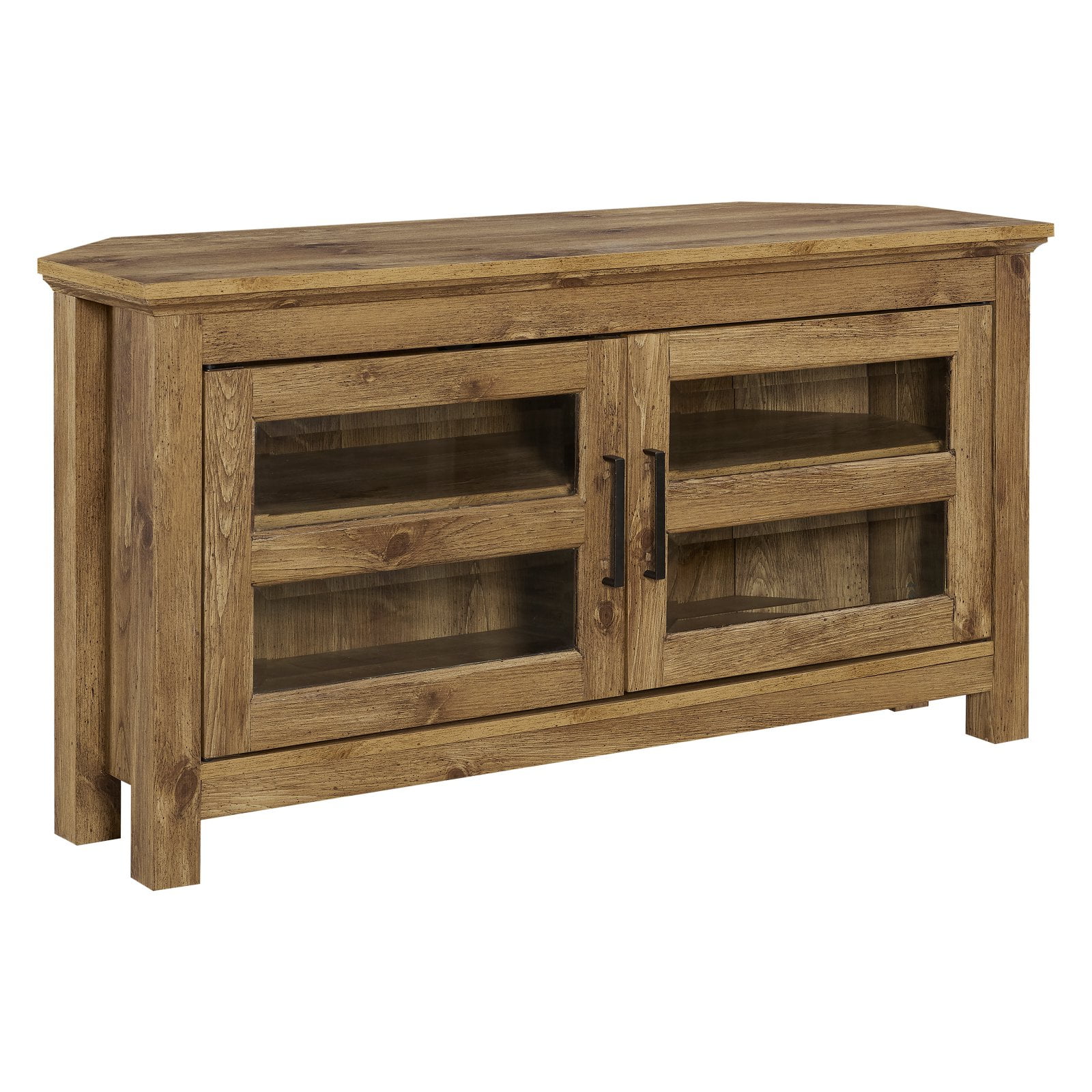 44" Transitional Farmhouse Wood Corner TV Console in Grey Wash