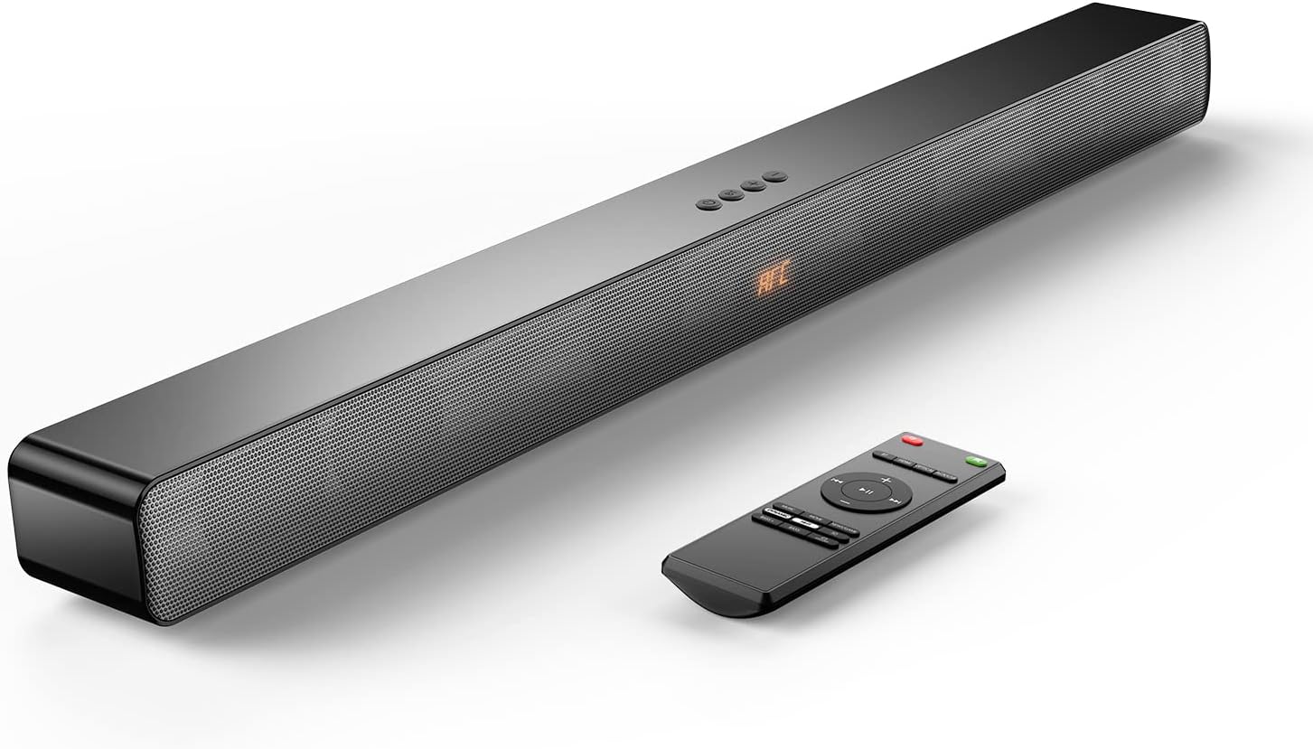 Sound Bars for TV Speaker 100W, 3D Surround Audio, HiFi Dynamic Sound with Enhanced Bass, Bluetooth Speaker Works with Smart/4K TV/CEC Remote/HDMI ARC/Optical/AUX/PC/Wall Mounted Speaker