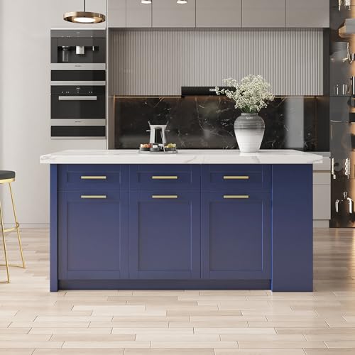 homary 72'' Kitchen Islands with Storage Modern White Kitchen Table with Seating & 3 Drawers Dining Table